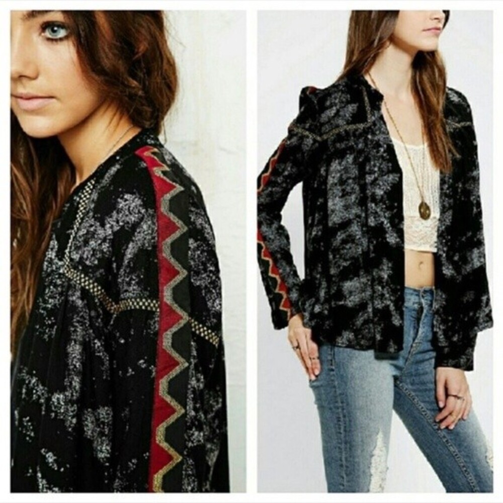 Ecote Urban Outfitters Embellished Metallic Jacket Black Size XS